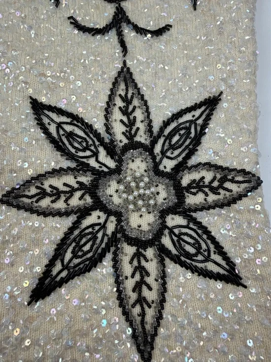 Vintage Beaded Black and cream sleeve less top - Picture 10 of 13